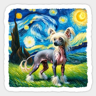 Starry Chinese Crested Dog Portrait - Pet Portrait Sticker